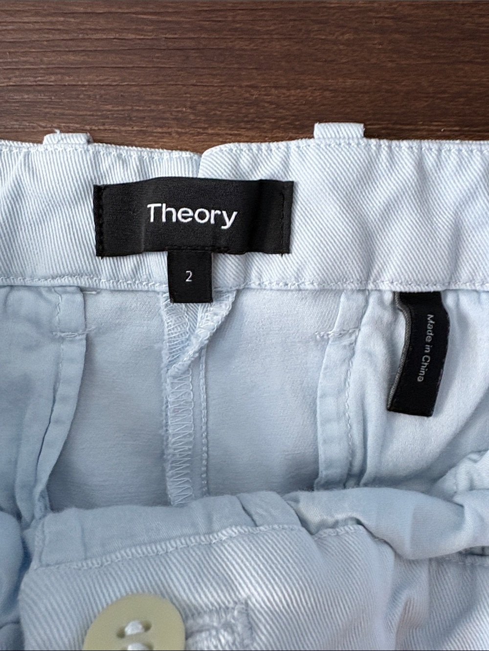 Theory Pale Blue Tailored Cotton Trousers - Picture 3 of 4
